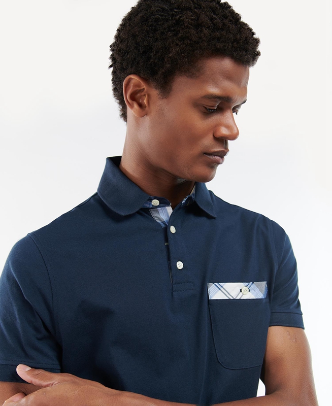 Navy Barbour Lirst Men\'s Polo shirts | FDAM-16507