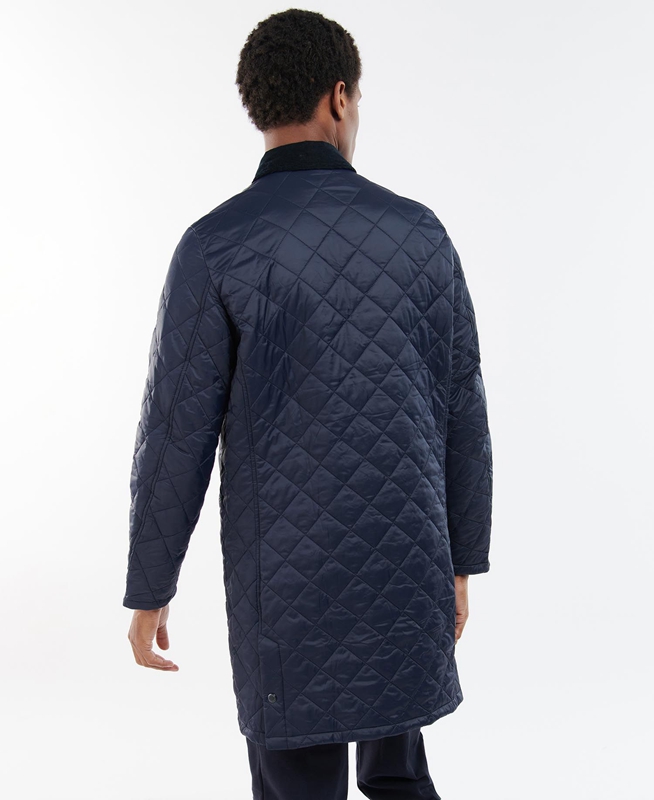 Navy Barbour Long Liddesdale Men's Quilted Jackets | YUJW-12083