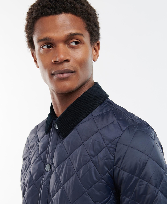 Navy Barbour Long Liddesdale Men's Quilted Jackets | YUJW-12083