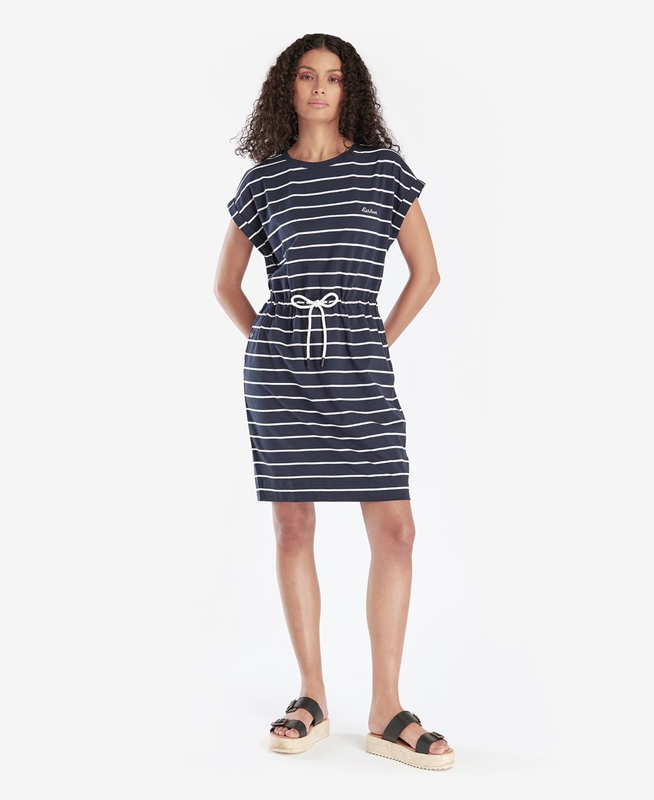 Navy Barbour Marlo Stripe Women's Dress | DZXP-47190