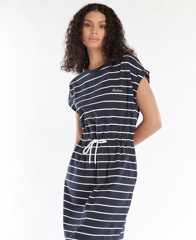 Navy Barbour Marlo Stripe Women\'s Dress | DZXP-47190