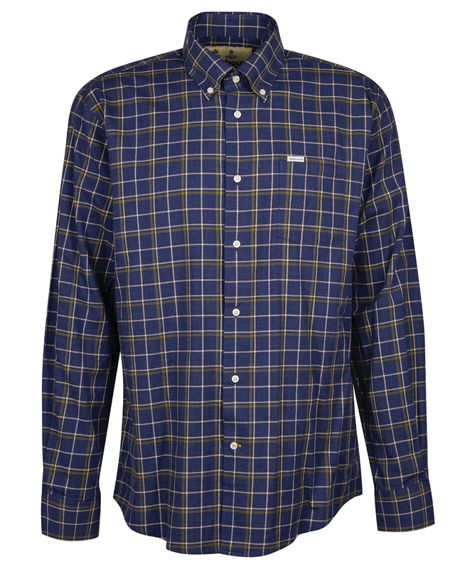 Navy Barbour Pelton Regular Men's Shirts | PYSJ-61593