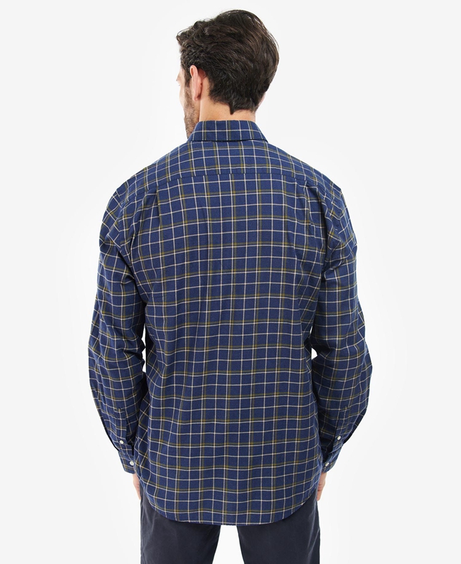 Navy Barbour Pelton Regular Men's Shirts | PYSJ-61593