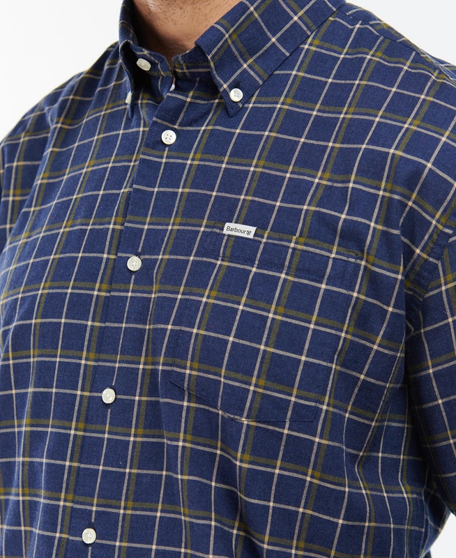 Navy Barbour Pelton Regular Men's Shirts | PYSJ-61593