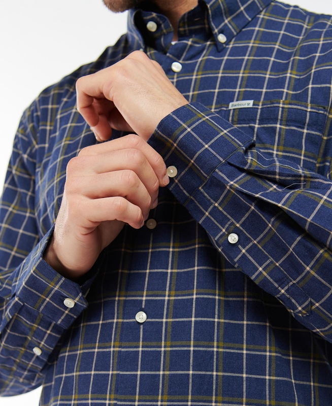 Navy Barbour Pelton Regular Men's Shirts | PYSJ-61593