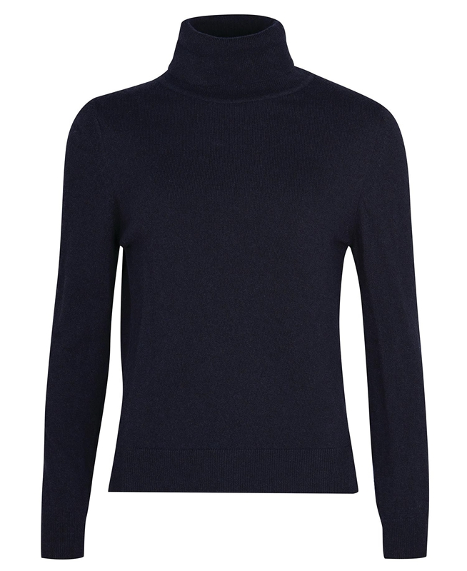 Navy Barbour Pendle Roll-Neck Women's Sweaters | FBRT-69710