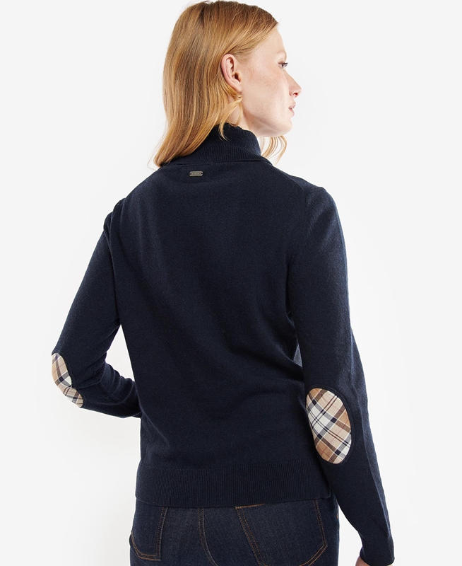 Navy Barbour Pendle Roll-Neck Women's Sweaters | FBRT-69710