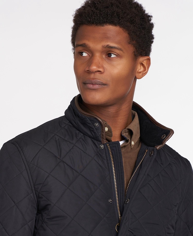 Navy Barbour Powell Men's Quilted Jackets | UMQI-73942