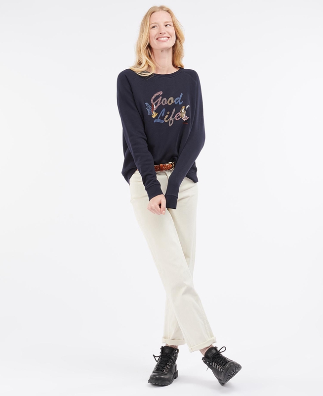 Navy Barbour Rockcliffe Women's Sweatshirts | JQBO-02495