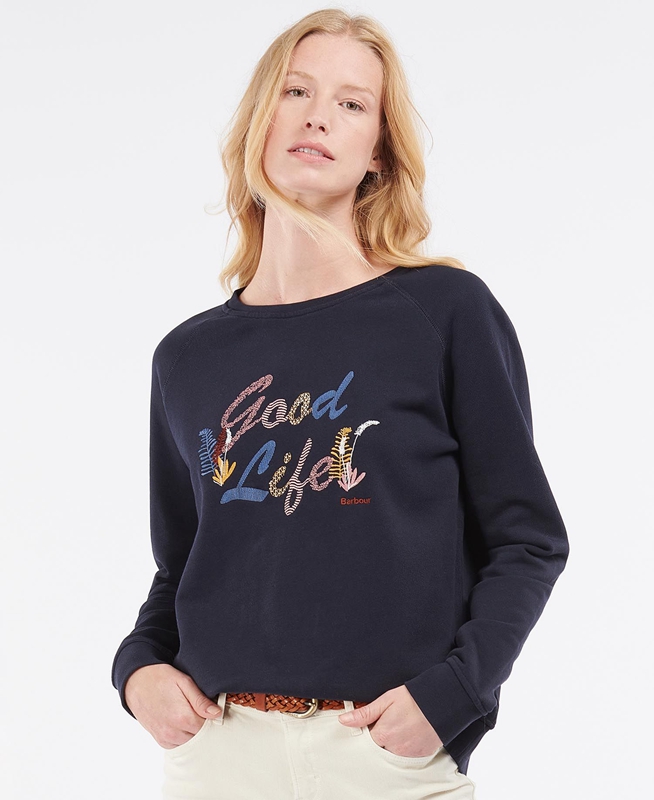 Navy Barbour Rockcliffe Women's Sweatshirts | JQBO-02495