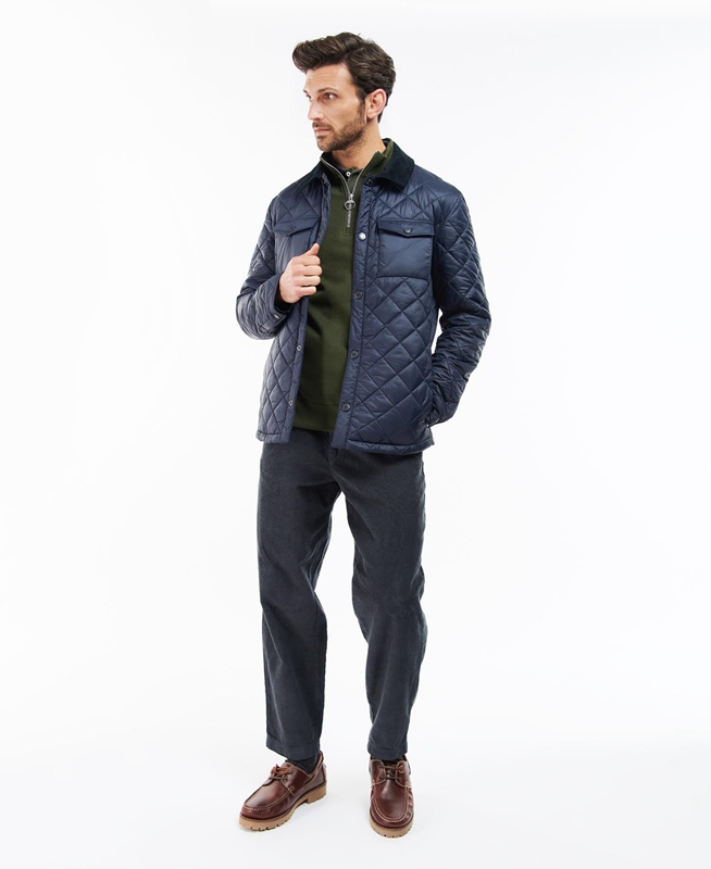 Navy Barbour Shirt Men's Quilted Jackets | CERG-73508