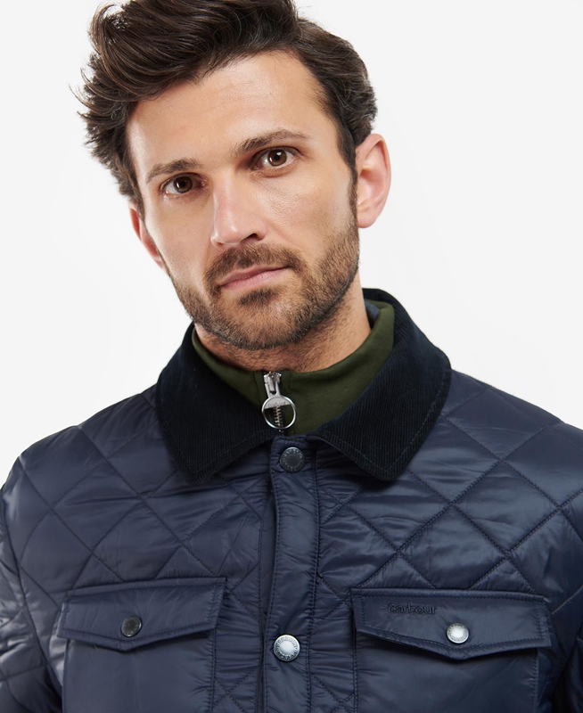 Navy Barbour Shirt Men's Quilted Jackets | CERG-73508