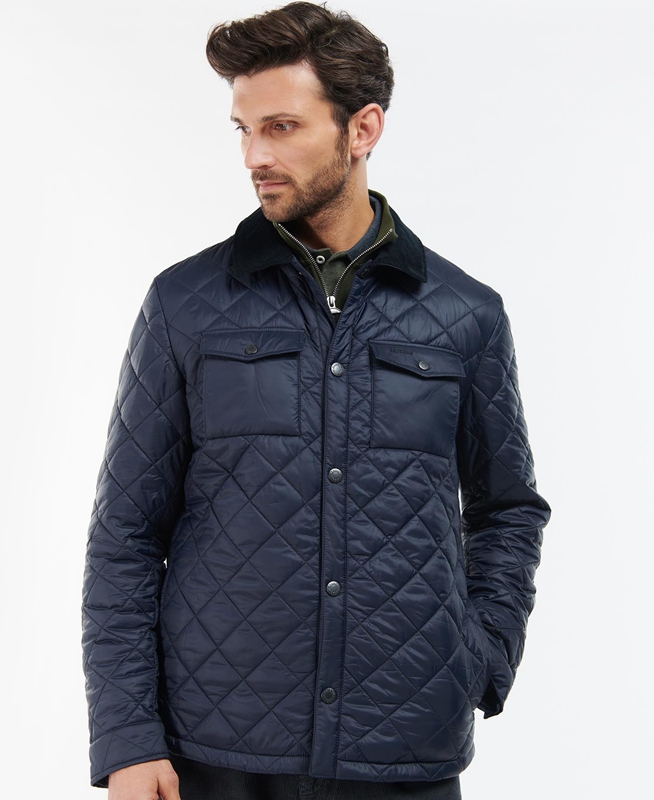 Navy Barbour Shirt Men\'s Quilted Jackets | CERG-73508