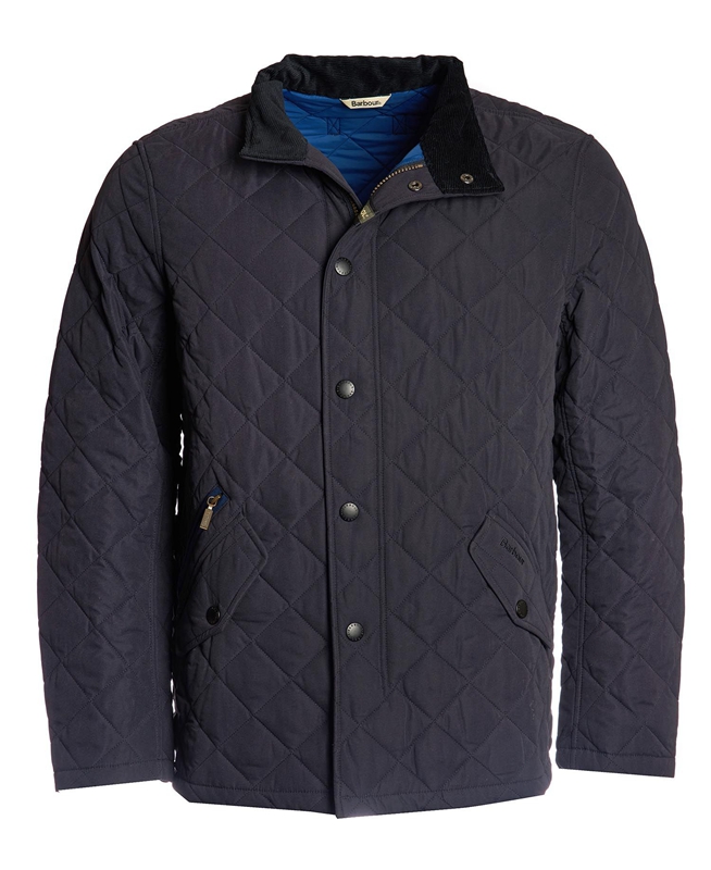 Navy Barbour Shoveler Men's Quilted Jackets | VAWM-13897