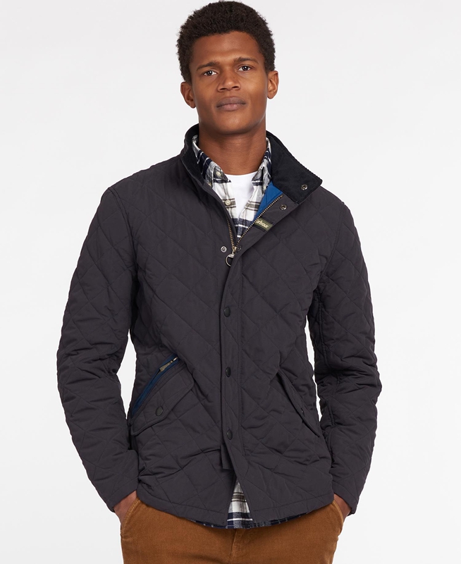 Navy Barbour Shoveler Men\'s Quilted Jackets | VAWM-13897