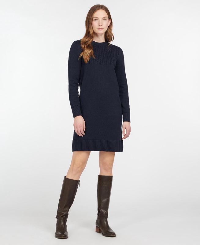 Navy Barbour Stitch Guernsey Women's Dress | OTPU-61359