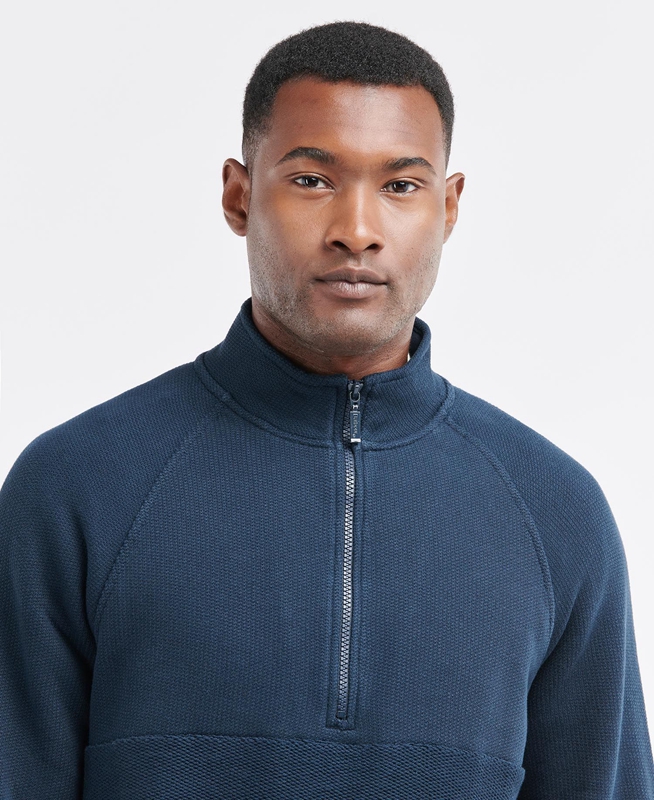 Navy Barbour Wear Half Zip Men's Sweatshirts | DPZV-71596