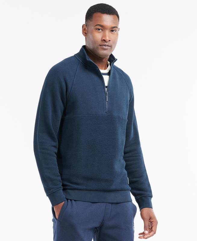 Navy Barbour Wear Half Zip Men\'s Sweatshirts | DPZV-71596