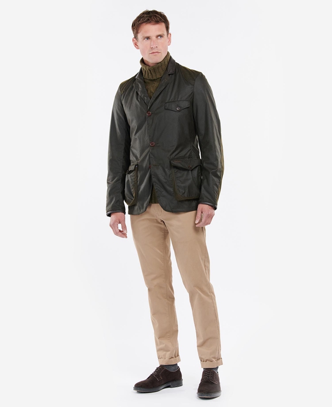 Olive Barbour Beacon Sports Men's Waxed Jackets | AQWN-71302