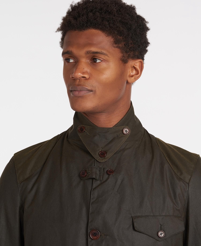 Olive Barbour Beacon Sports Men's Waxed Jackets | AQWN-71302