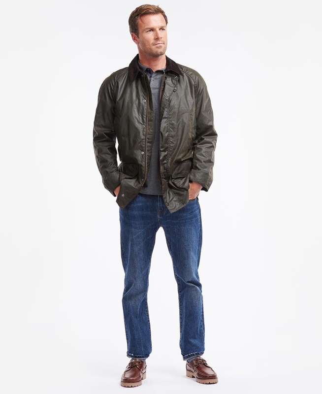 Olive Barbour Bristol Men's Waxed Jackets | ARPU-60357