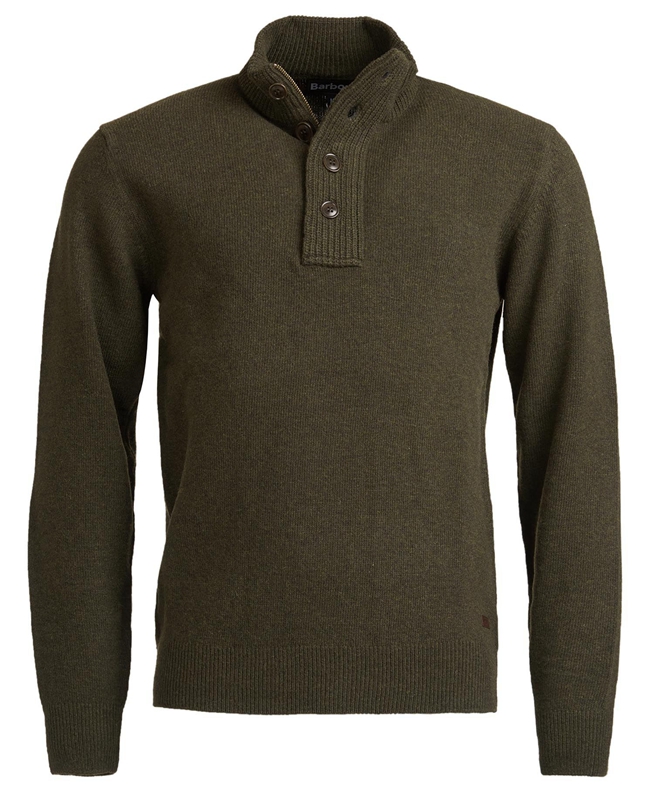 Olive Barbour Essential Patch Half Zip Men's Sweaters | ZJYP-64071