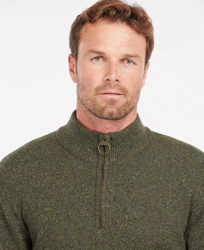 Olive Barbour Essential Tisbury Half Zip Men's Sweaters | AEJK-18579