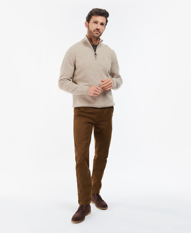 Olive Barbour Essential Tisbury Half Zip Men's Sweaters | FUVD-53418