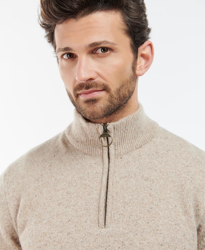 Olive Barbour Essential Tisbury Half Zip Men's Sweaters | FUVD-53418