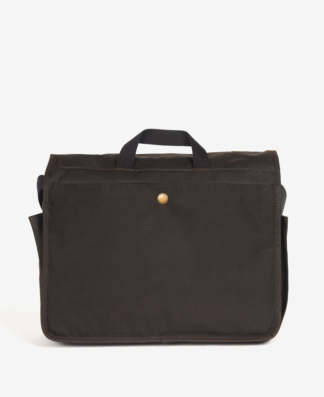 Olive Barbour Essential Wax Messenger Men's Bags | TMDG-35948