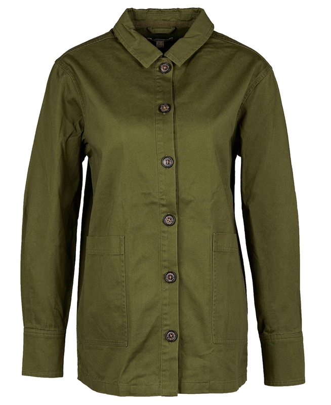 Olive Barbour Explorer Marley Overshirt Women's Shirts | GKIT-16935