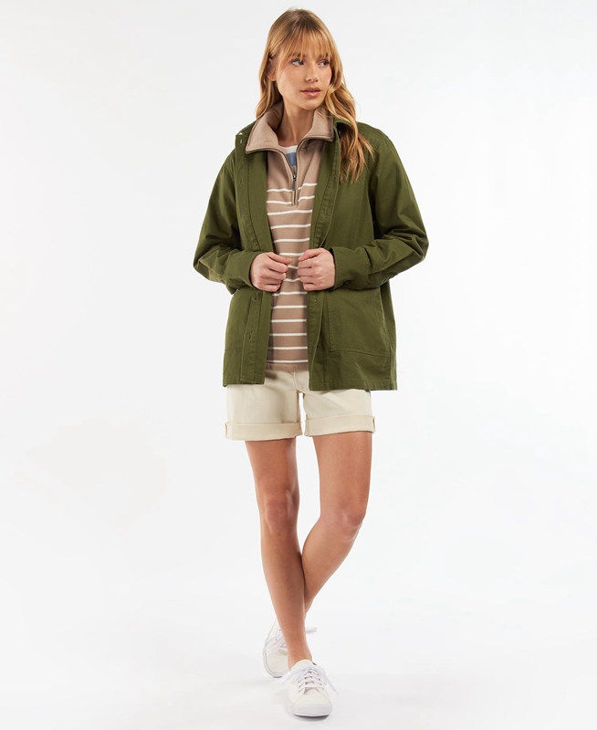 Olive Barbour Explorer Marley Overshirt Women's Shirts | GKIT-16935