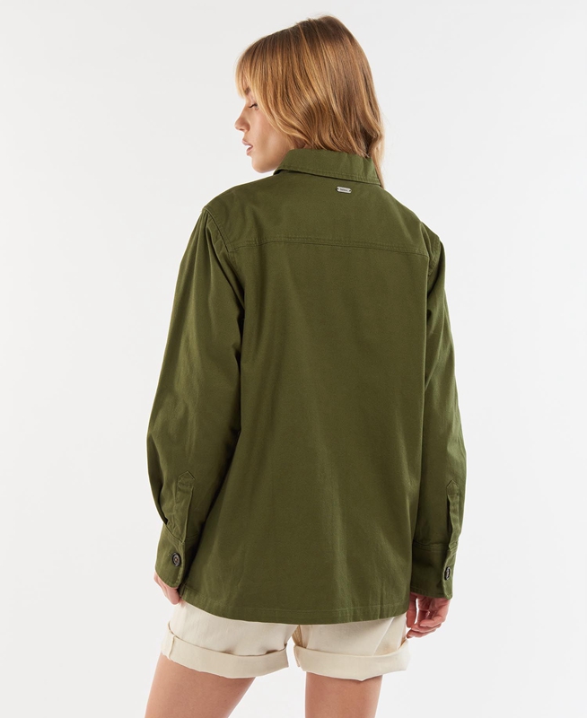 Olive Barbour Explorer Marley Overshirt Women's Shirts | GKIT-16935