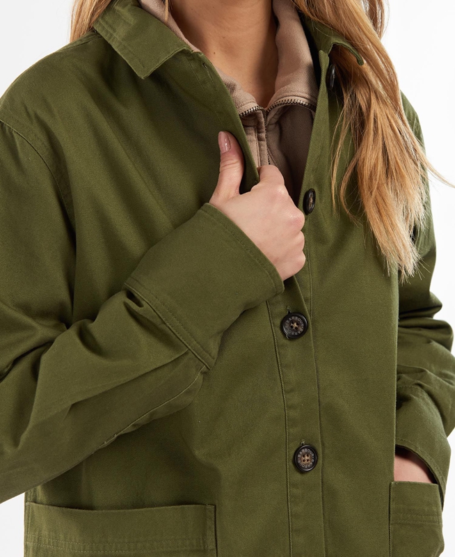 Olive Barbour Explorer Marley Overshirt Women's Shirts | GKIT-16935