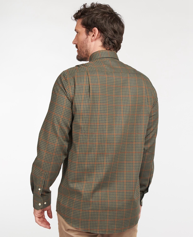 Olive Barbour Hemd Henderson Thermo Weave Men's Shirts | TOQA-03798