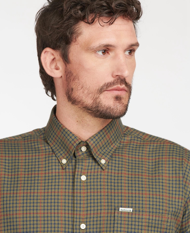 Olive Barbour Hemd Henderson Thermo Weave Men's Shirts | TOQA-03798