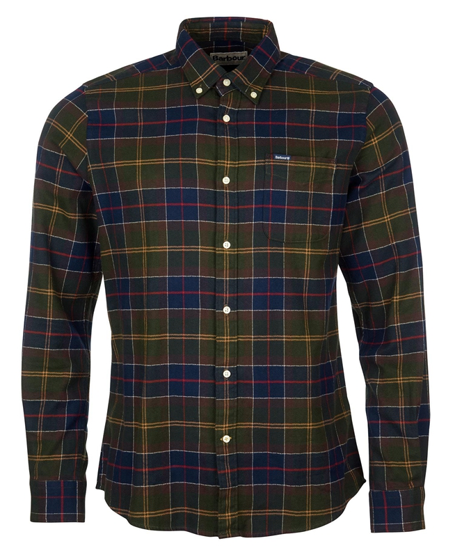 Olive Barbour Hemd Kyeloch Tailored Men's Shirts | XYUO-67549