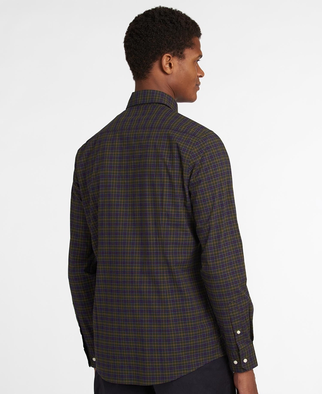 Olive Barbour Hemd Lomond Tailored Men's Shirts | XGNK-46091