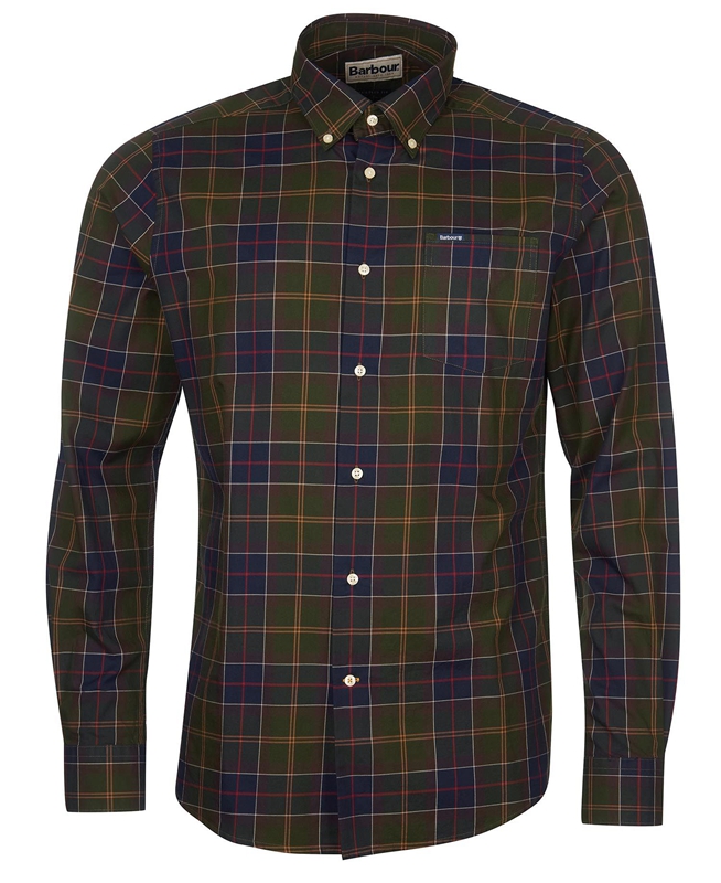 Olive Barbour Hemd Wetheram Tailored Men's Shirts | WMER-51834