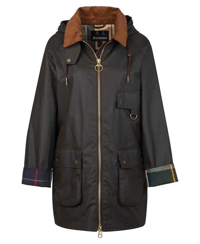 Olive Barbour Highclere Women's Waxed Jackets | BGIU-51704