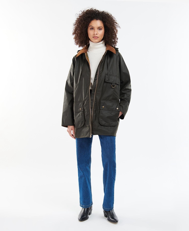 Olive Barbour Highclere Women's Waxed Jackets | BGIU-51704