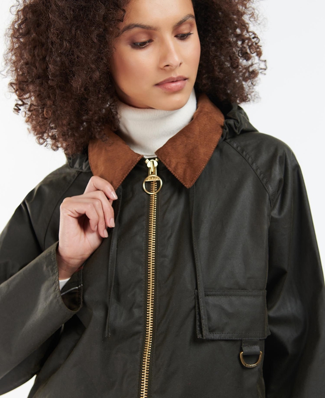 Olive Barbour Highclere Women's Waxed Jackets | BGIU-51704