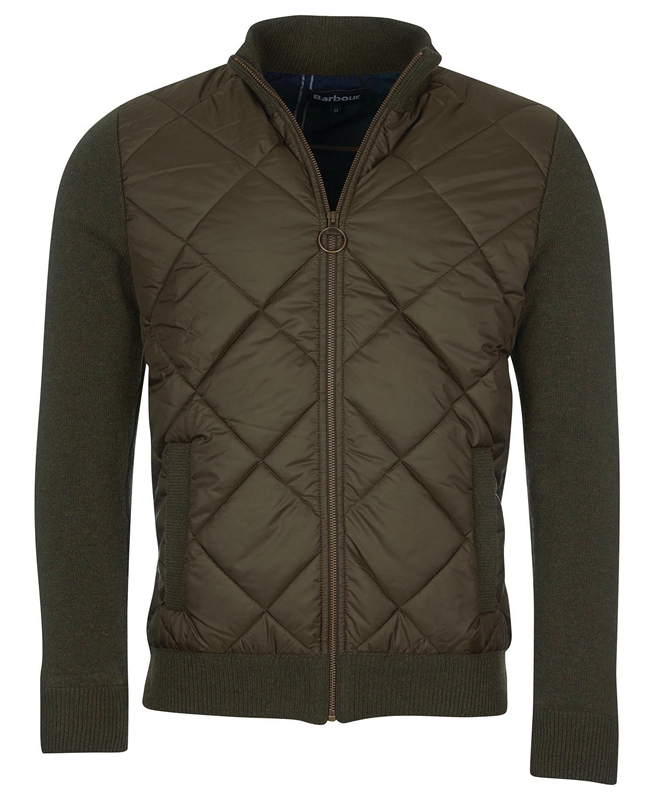 Olive Barbour Jacke Arch Diamond Quilt Knit Men's Sweaters | CLHZ-64973