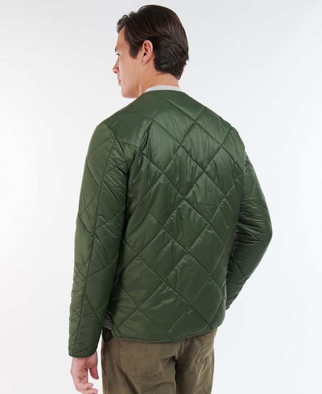 Olive Barbour Liddesdale Cardigan Men's Quilted Jackets | QNRV-70861