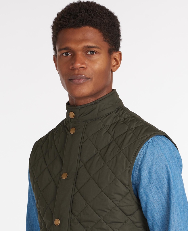 Olive Barbour Lowerdale Men's Vest | WYNM-85246