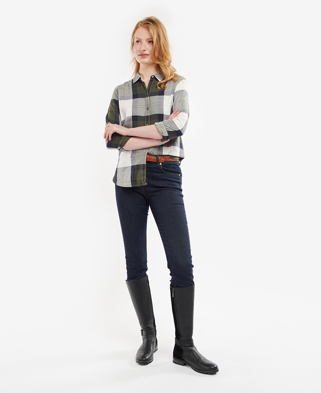 Olive Barbour Moorland Women's Shirts | HEBU-78132