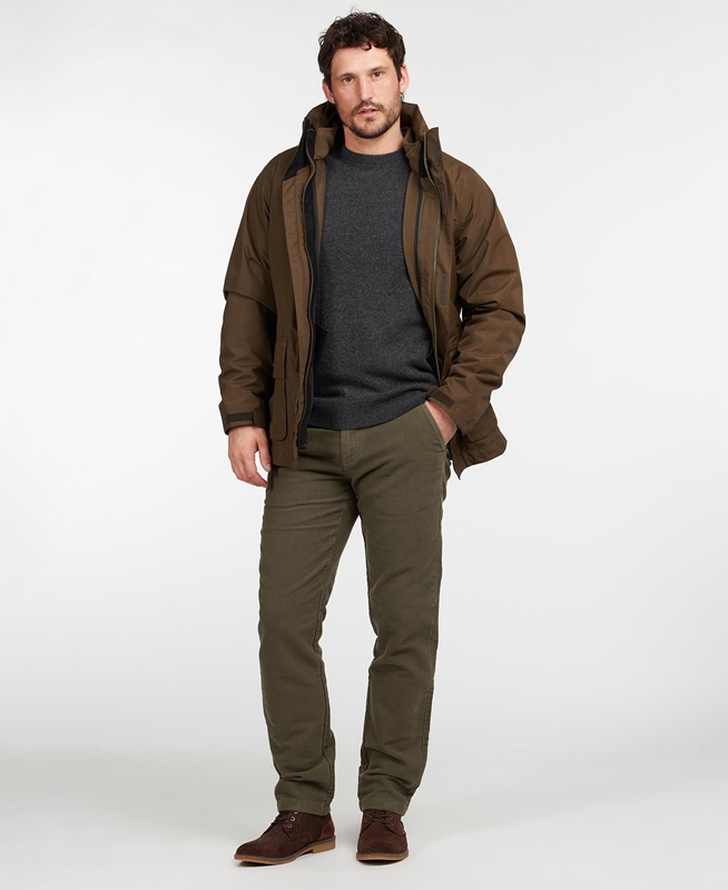 Olive Barbour Neuston Moleskin Trouser Men's Pants | KPFM-21845