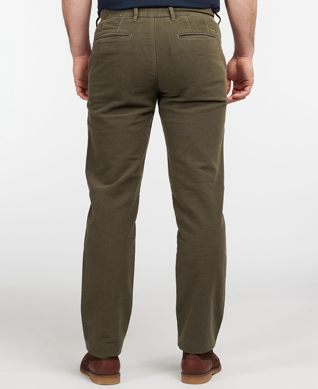 Olive Barbour Neuston Moleskin Trouser Men's Pants | KPFM-21845