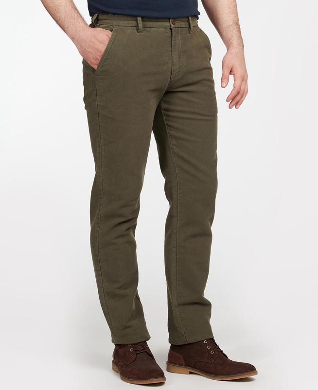 Olive Barbour Neuston Moleskin Trouser Men\'s Pants | KPFM-21845