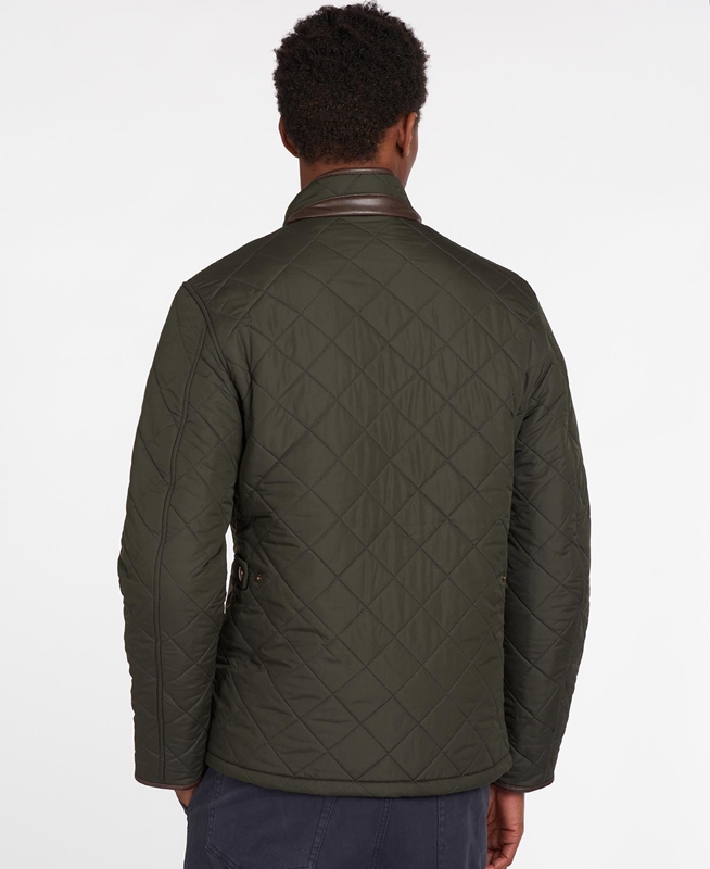 Olive Barbour Powell Men's Quilted Jackets | MXIS-96350